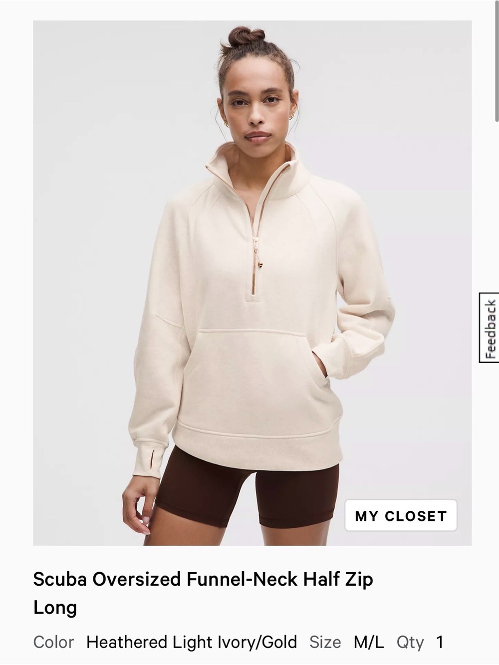 Lululemon Scuba Oversized Funnel-Neck Half Zip Long
